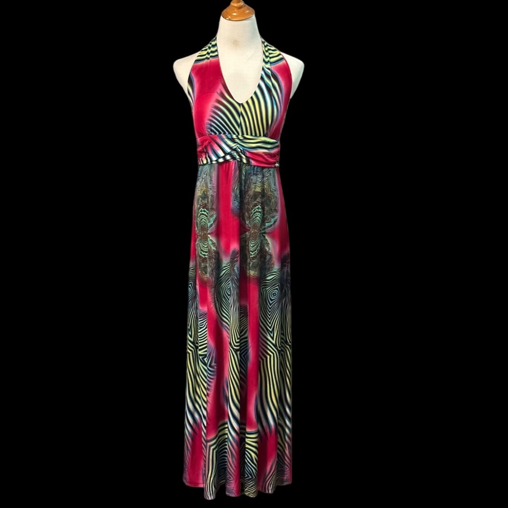 Jewel-Tone Halter Maxi Dress